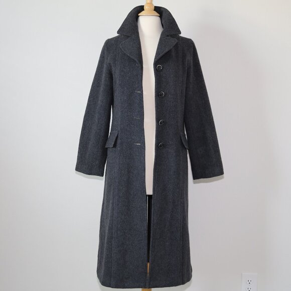 Authentic SELFISH POT vintage long wool coat Classic EUC Gray - Picture 2 of 10